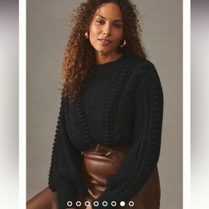 Anthropology // Black // cropped Cable Knit Sweater // XS